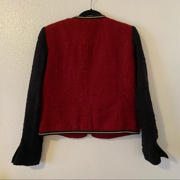 Mango Tweed Red Black Jacket L - Picture 9 of 12